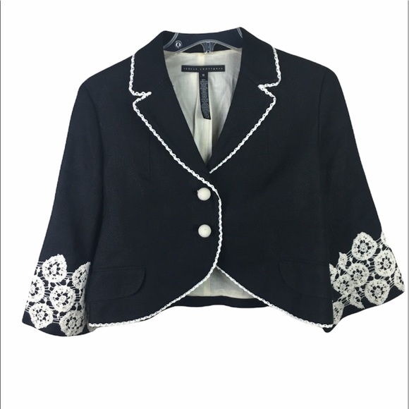 Robert Rodriguez black linen embroidered blazer - Picture 1 of 9